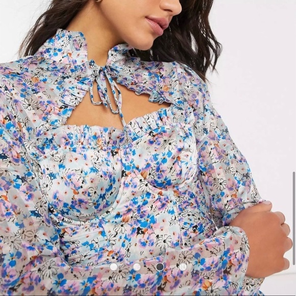 ASOS ruched mini tie neck dress - Picture 2 of 6